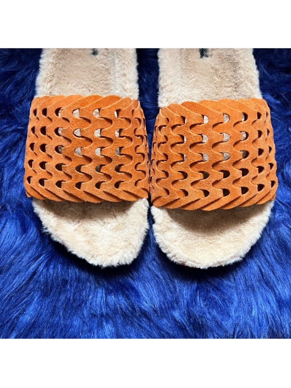 New! Rag & Bone Bailey Shearling Slide Sandals in Sunset Suede - Picture 5 of 9